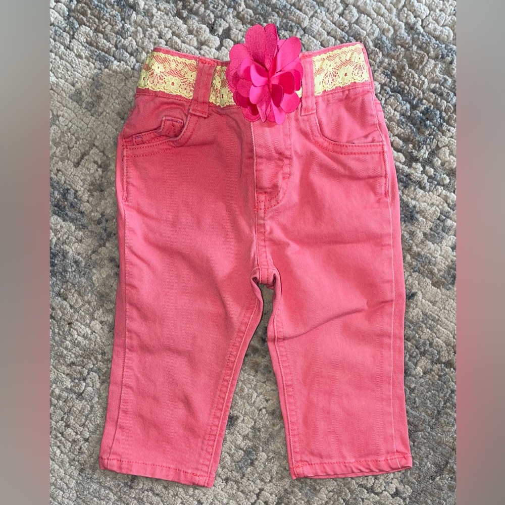 Oshkosh Pink Jean with Floral Accent size 12 months